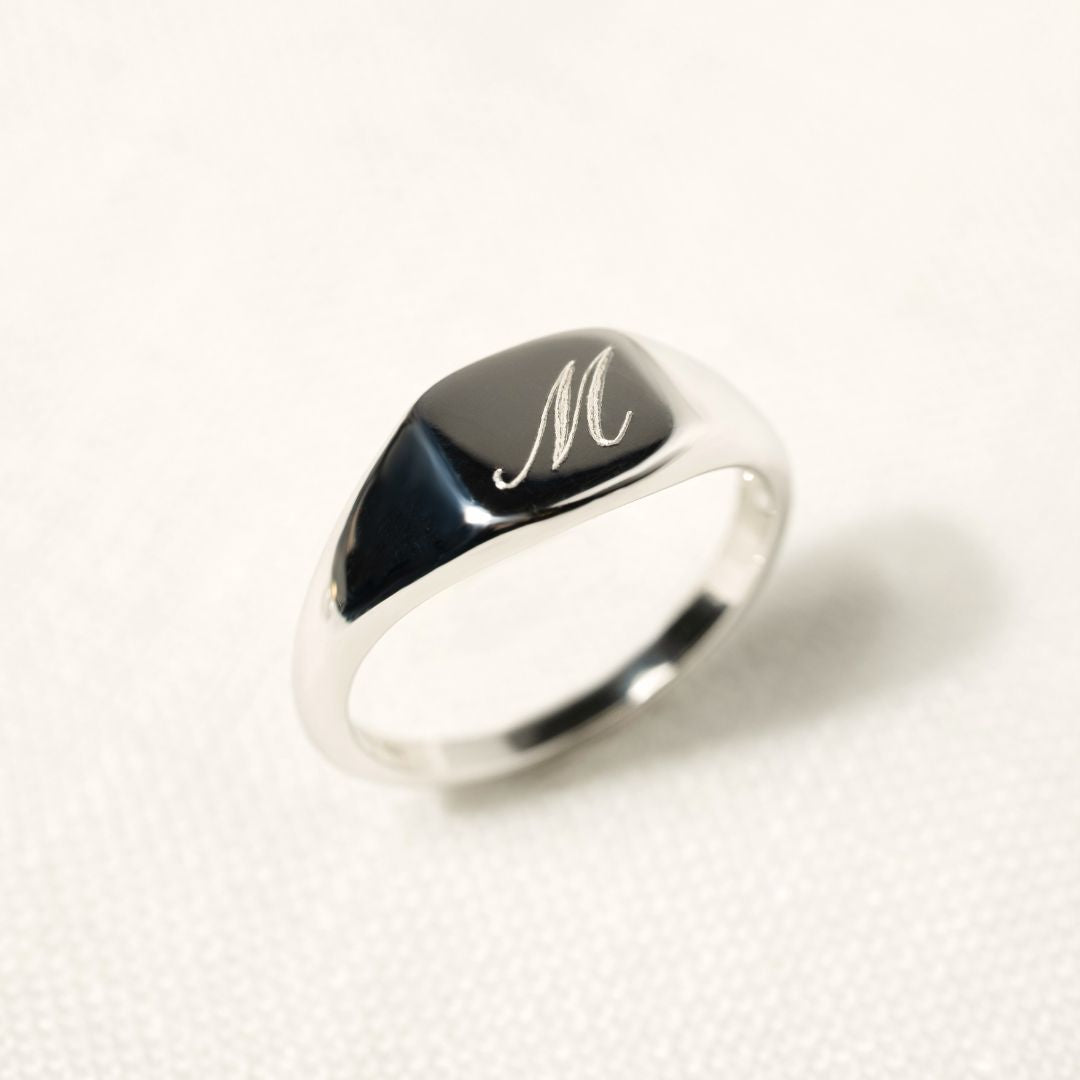 Bold Initial Engraved Ring