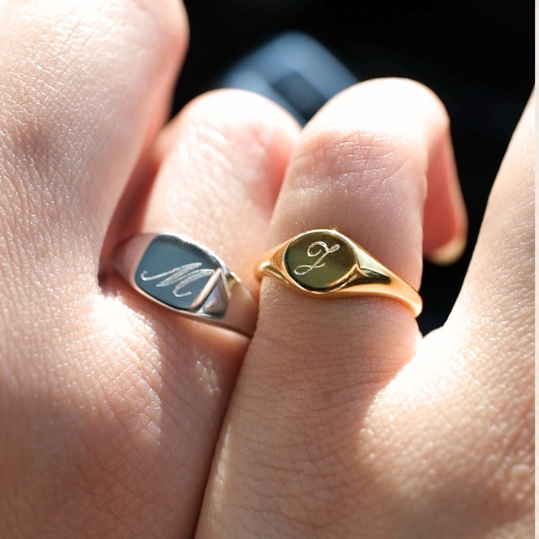 Personalized Initial Engraved Ring – Gold & Silver | Mellow