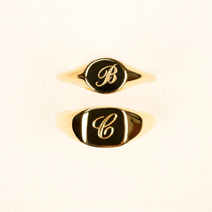 Initial Engraved Matching Ring Set