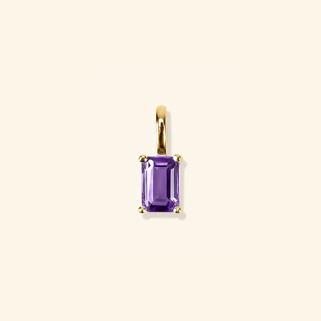 Feb - Amethyst birthstone charm in 18K gold vermeil