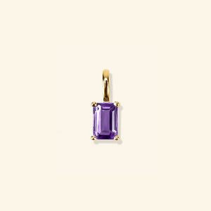 Feb - Amethyst birthstone charm in 18K gold vermeil