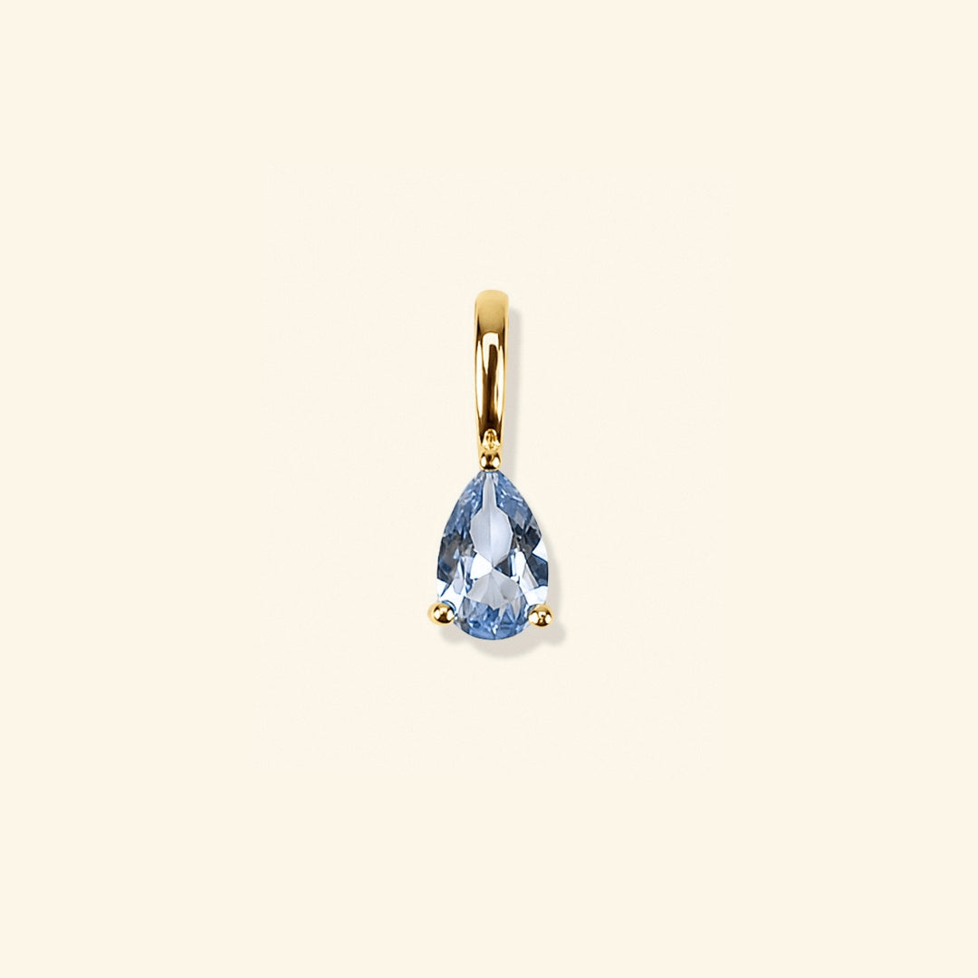 Mar - Aquamarine birthstone charm in 18K gold vermeil