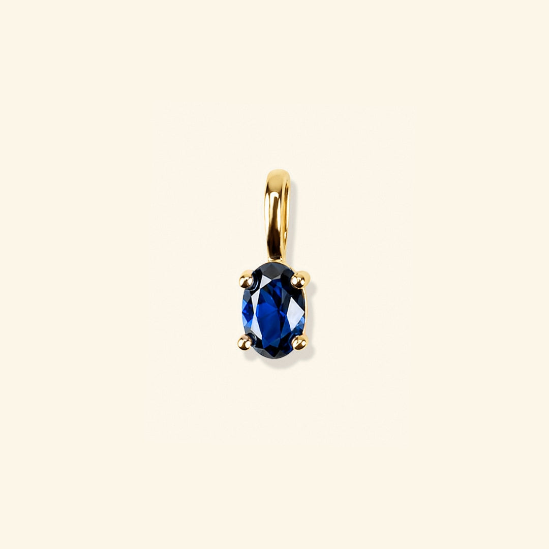 Sept - Lab Grown Blue Sapphire birthstone charm in 18K gold vermeil