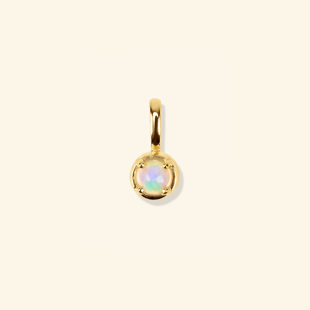 Oct - Opal birthstone charm in 18K gold vermeil
